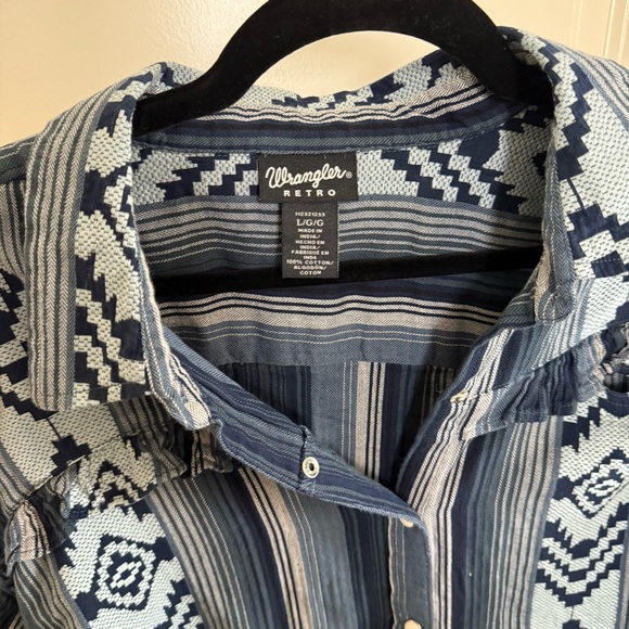 Wrangler Retro large Coastal Cowgirl Aztec Southwestern Cotton Snap button shirt - Picture 11 of 16